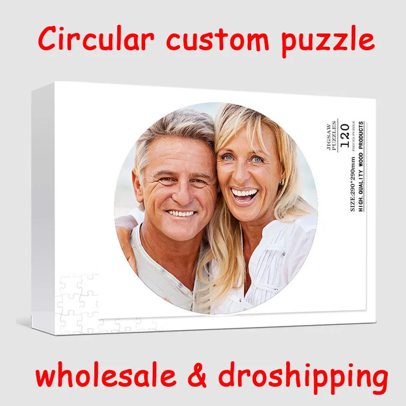 

68/120/195pcs Photo Custom Wooden Circular Personalized Jigsaw Puzzle Picture DIY Toys for Adults Decoration Collectiable Gift