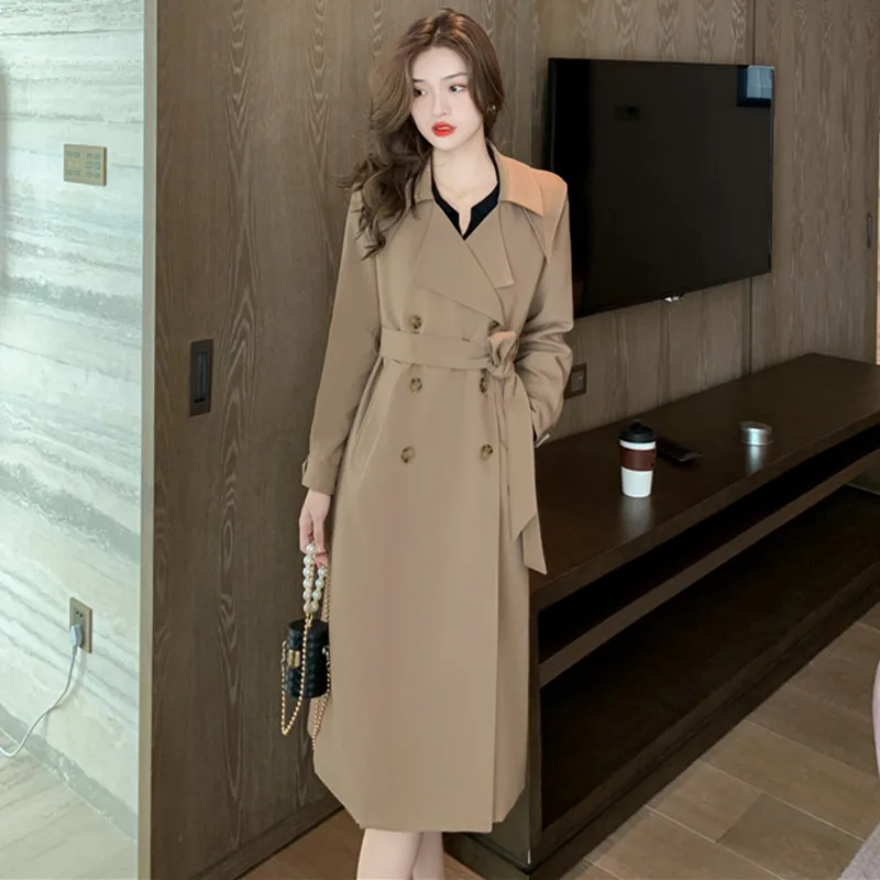 

2022 Autumn New Korean Version Simple Design Relaxed And Loose Commuter Waist Length Trench Coat For Women Free Shipping