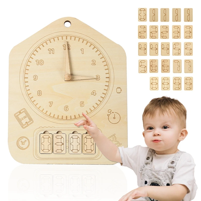 

Wooden Clock Awareness Board Geometry Digital Puzzles Gadgets Matching Clock Toy Montessori Educational Toys For Child Gift