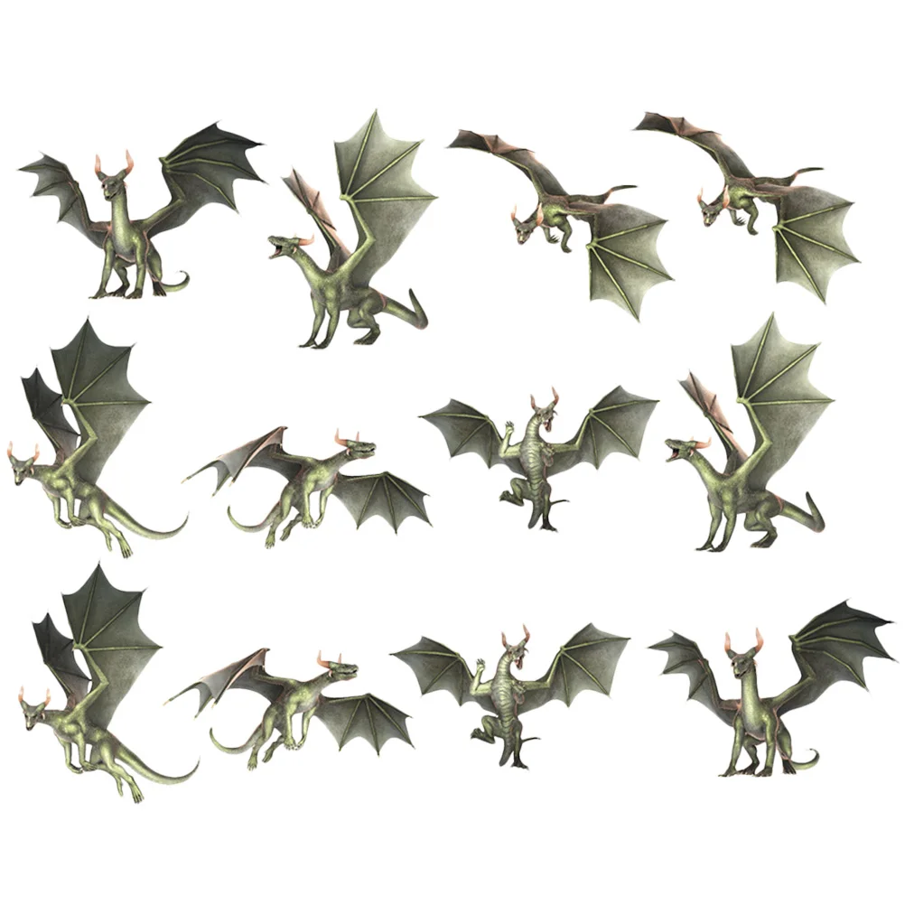 

12 Pcs Wall Stickers Home Window Dragon-themed Cabinet Removable Dragon-pattern Cling Glass Static Back Pet Release Film