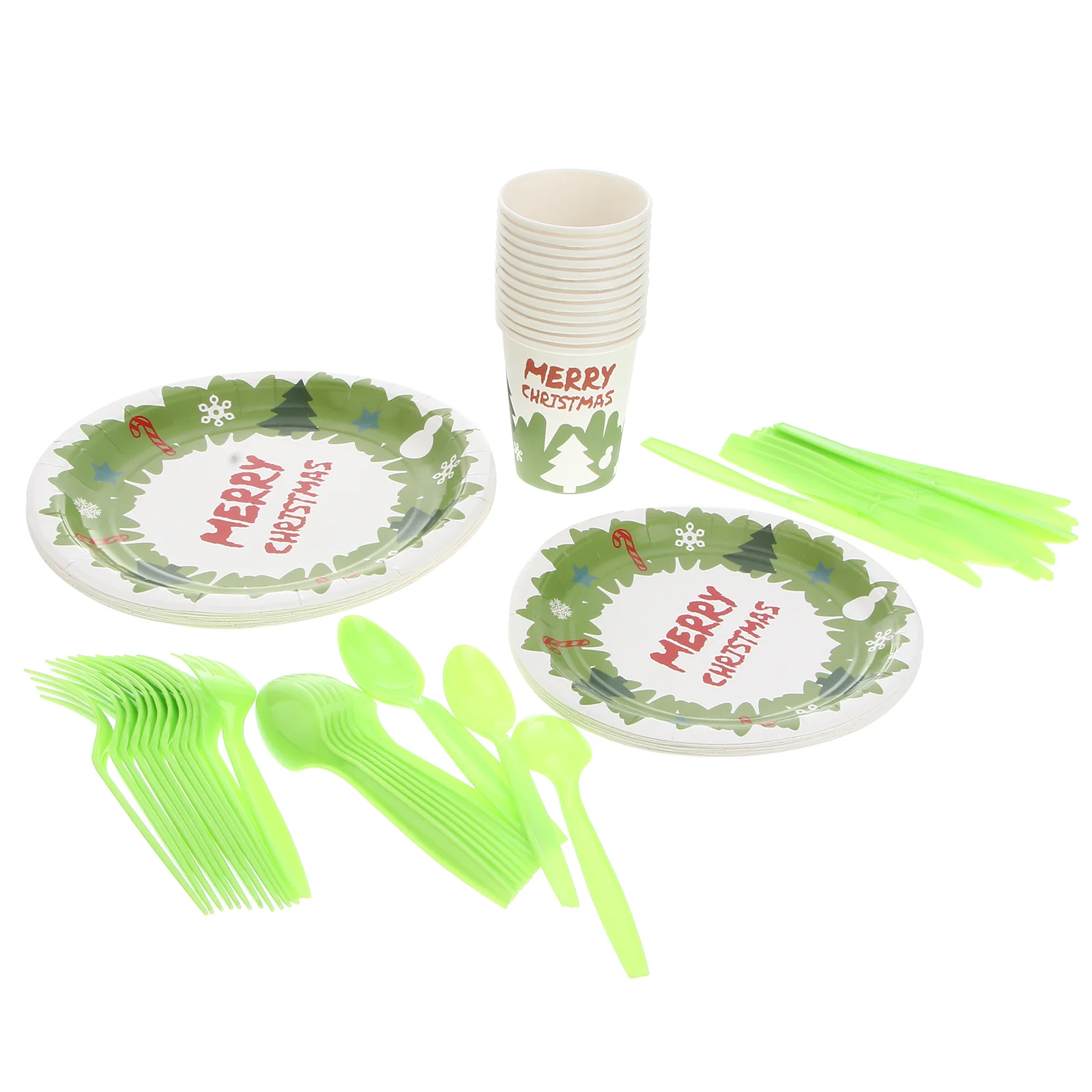 

Christmas Paper Tableware Party Disposable Plate Cake Plates Decorations Supplies Flatwareutensil Serving Cupfork Spoon Birthday