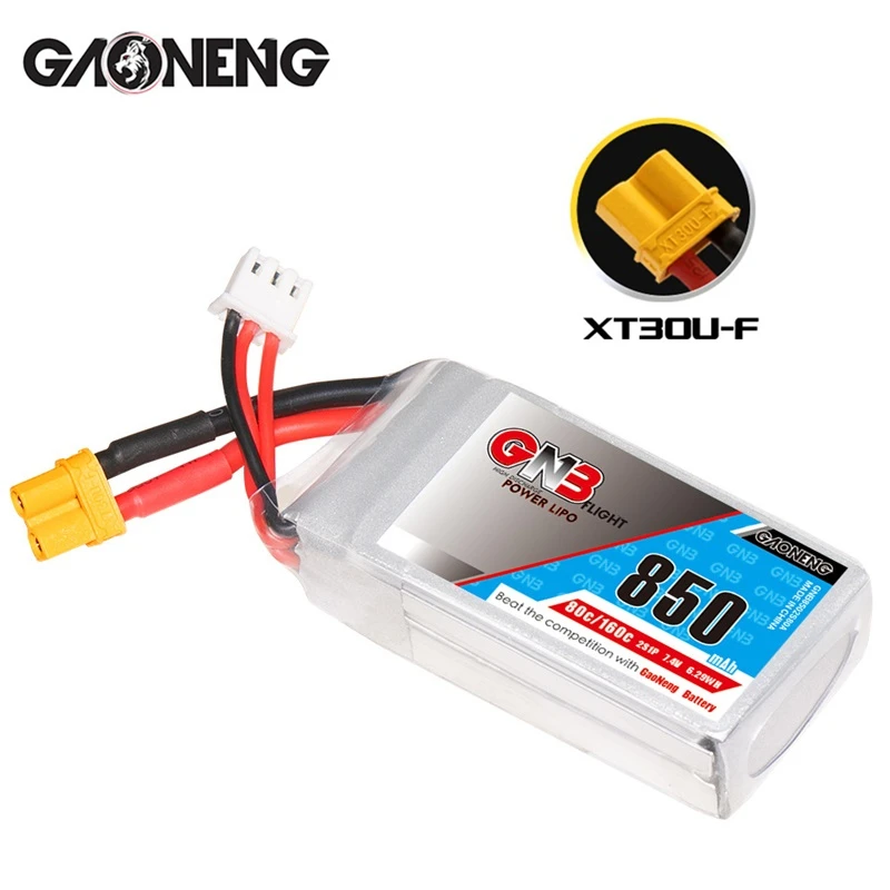 

GNB 2S 7.4V 80C 850mAh Max160C Lipo Battery XT30U-F Plug For FPV Racing Drone Micro Quadcopter Helicopter RC parts 7.4V Battery