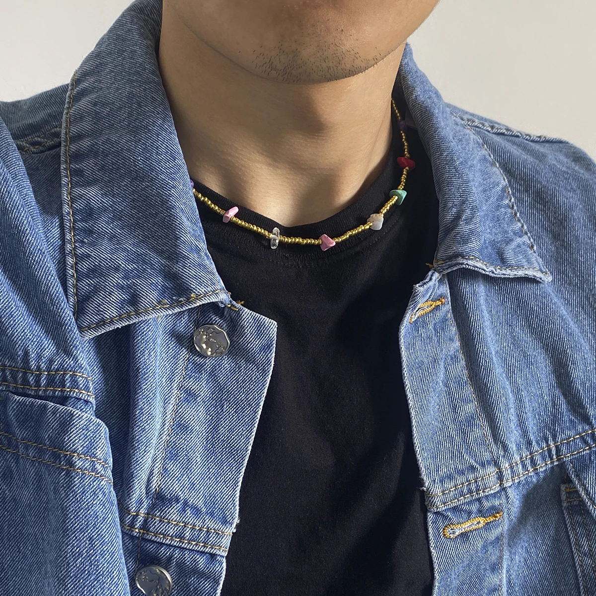 

New Fashion Vintage Plastic Seed Beads Clavicle Chain Choker Necklace For Women/Men Hip Hop Irregular Stone Collares Aesthetic