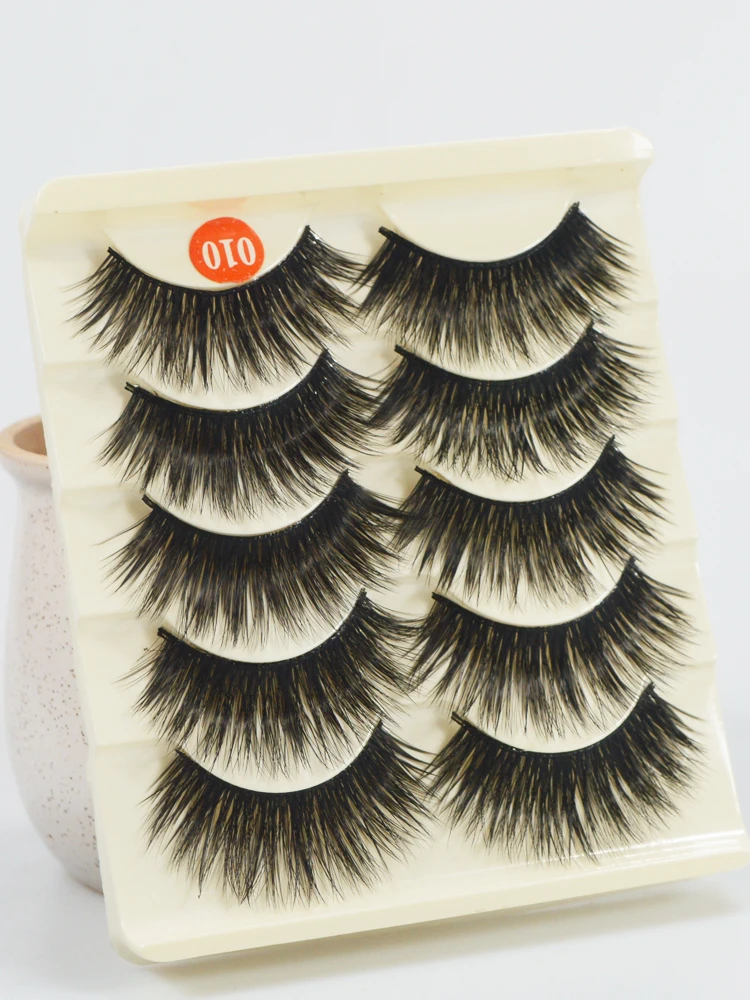 Накладные ресницы 1 коробка 5 пар толстые черные накладные для макияжа