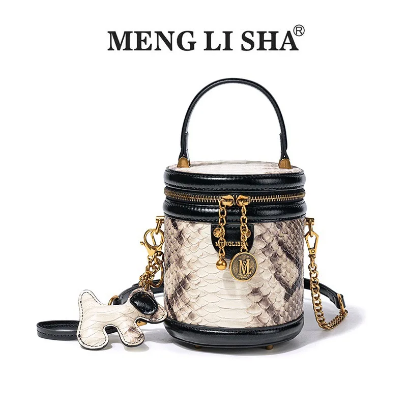 

Menglisha/Light Luxury Women's Handbag 2023 New Advanced Retro Snake Skin Pattern Cylinder Bag Women's One Shoulder Crossbody Ba