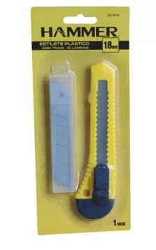 

Plastic Stiletto with Lock 18mm. + 10 Blades ES-5010 Hammer