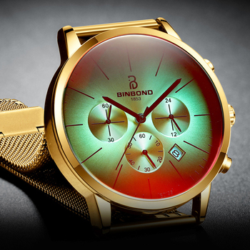 Sports Top Brand Men's Watch Hip Hop Quartz Watches Function Dial Golden Luxury Waterproof Clock Male relogio masculino hombre-36808