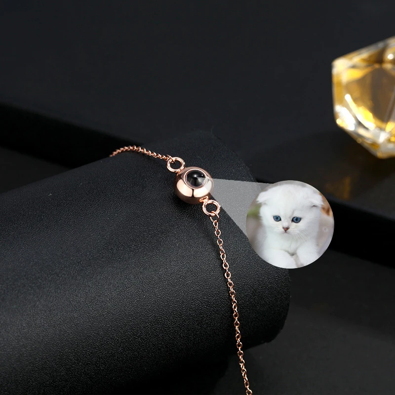 Stainless Steel Link Chain Projection Bracelet Custom Color Photo Women Day Wear Jewelry Nice Birthday Gifts