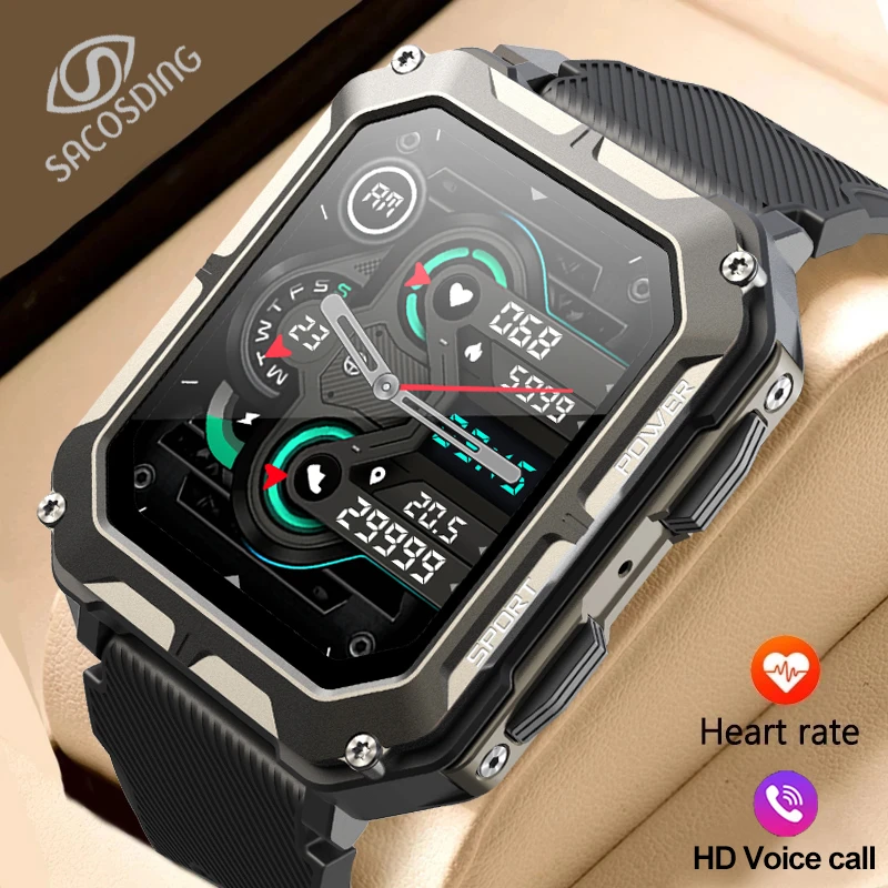 

SACOSDING Smart Watch Men Health Smartwatch IP68 Waterproof Bluetooth Call Smartwatch 123+ Sport Modes 1.83 Inch HD Screen Watch