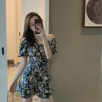 2021 new summer women floral print seaside vacation jumpsuit leisure beach wide leg pants playsuis chic short jumpsuit summer