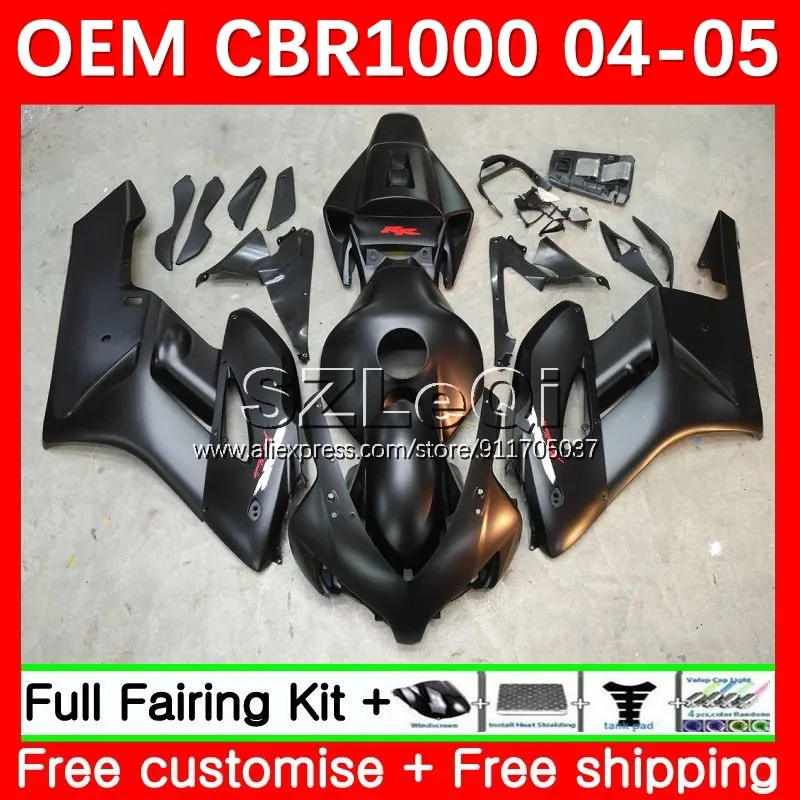 

Matte black OEM Kit For HONDA CBR-1000 CBR1000 CBR 1000 RR CC 1000RR CBR1000RR 04 05 1000CC 2004 2005 Injection Fairing 49LQ.3