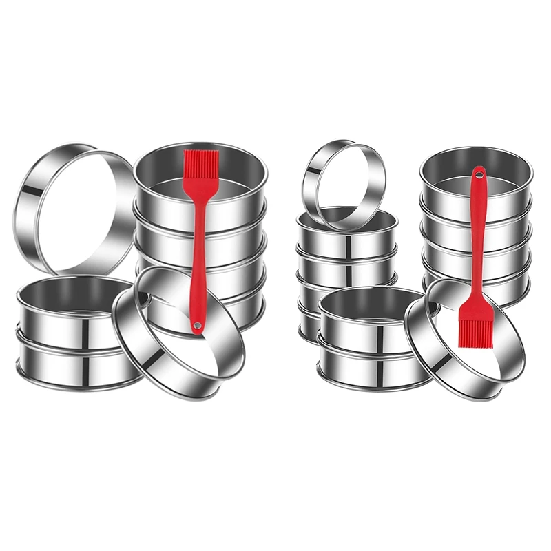 

Кольца для маффинов на английском языке, 4-дюймовые кольца из нержавеющей стали, двойные кольца в рулоне для маффинов, Прочные Кольца для выпечки, 10X2,5 см