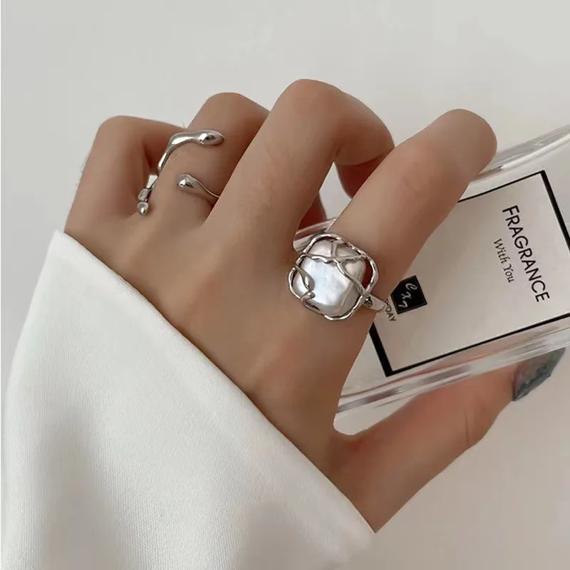 

Opening Silver Ring Set of Colored Opal Crystal Pearls for Women and Men Regardless of The Rules of Bohemian Jewelry Anillos