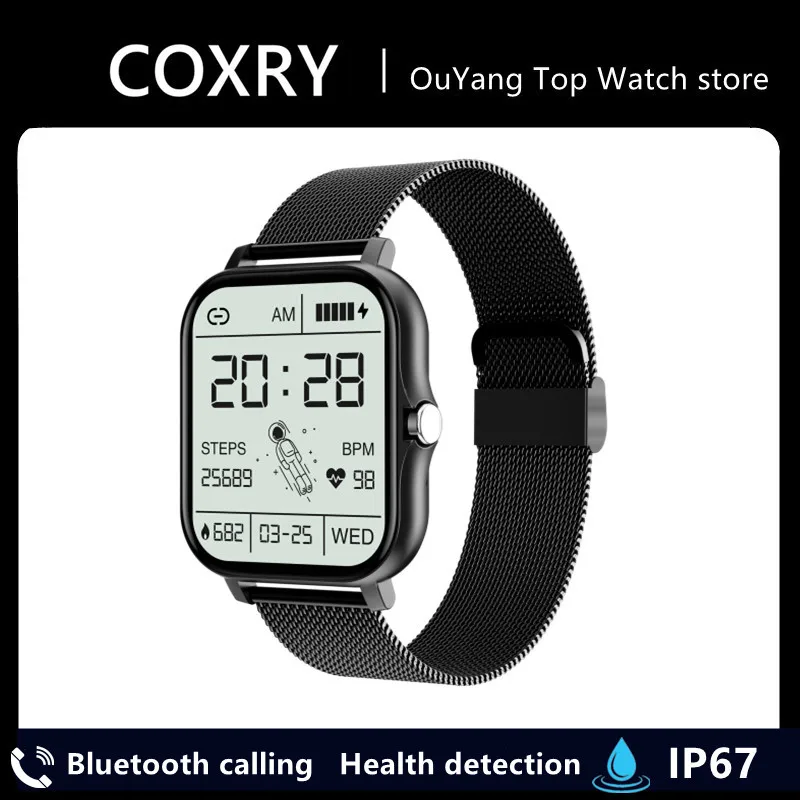 

COXRY Smart Watch Men Bluetooth Call IP67 Waterproof Heart Rate Blood Pressure Music Sports Fitness Bracelet Women SmartBand iOS