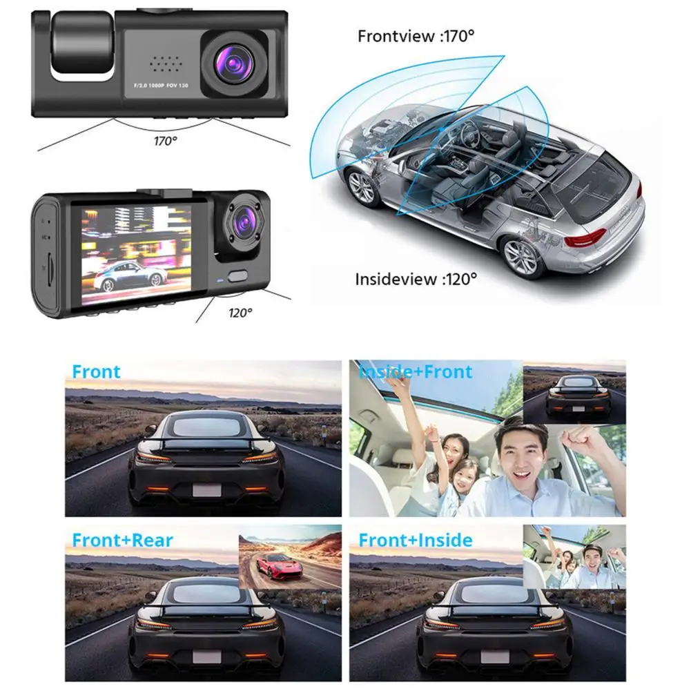

Dash Cam 1 Set Durable USB2.0 ABS Vehicle Cam Dashboard Camera Auto Accessory