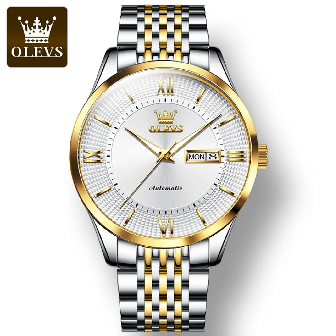 

OLEVS 6657 Business Stainless Steel Strap Watch for Men Japan Automatic Mechanical Full-automatic Waterproof Men Wristwatch