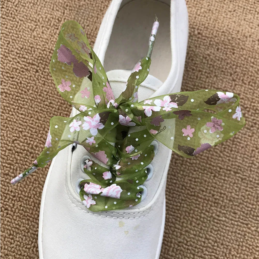 Printing Shoelaces Snow Yarn Lace Shoe Laces Transparent Sports Shoelace Women Strings Flat Satin Polyester Ribbon Shoelaces