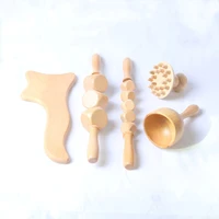 5pcs wood therapy massage toolsmaderoterapia colombianalymphatic drainage massager roller therapy cupanti cellulite gua sha