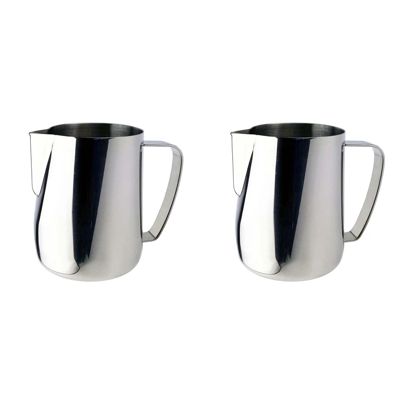 

2X Milk Jug 350Ml Stainless Steel Frothing Pitcher Pull Flower Cup Coffee Milk Frother Latte Art Milk Foam Tool