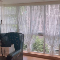 bay window curtains for kitchen living room bedroom home decoration curtain pastoral style lace ruffles embroidery