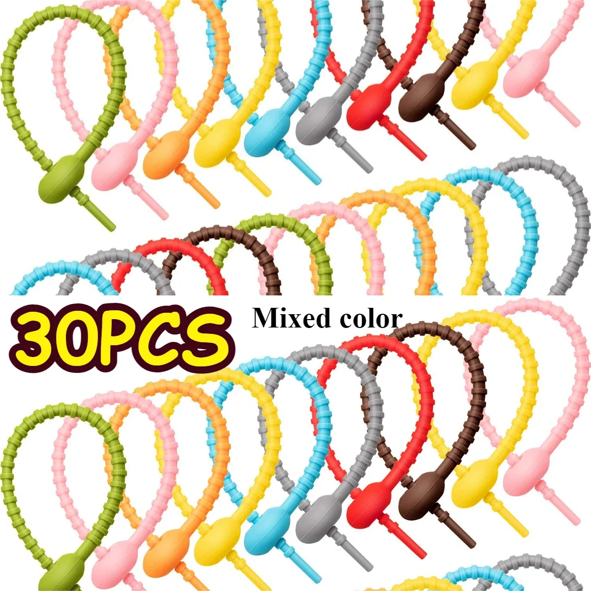 

Многоразовый органайзер для проводов, устройство для хранения, силиконовые кабельные стяжки, держатель для кабеля, зажим для сумки для шнура, зажим для хранения еды, аккуратные зажимы для наушников, стяжки