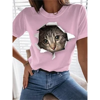 cat digital printing t shirt cartoon coffee life pet cute trendy fashion womens t shirt womens tops