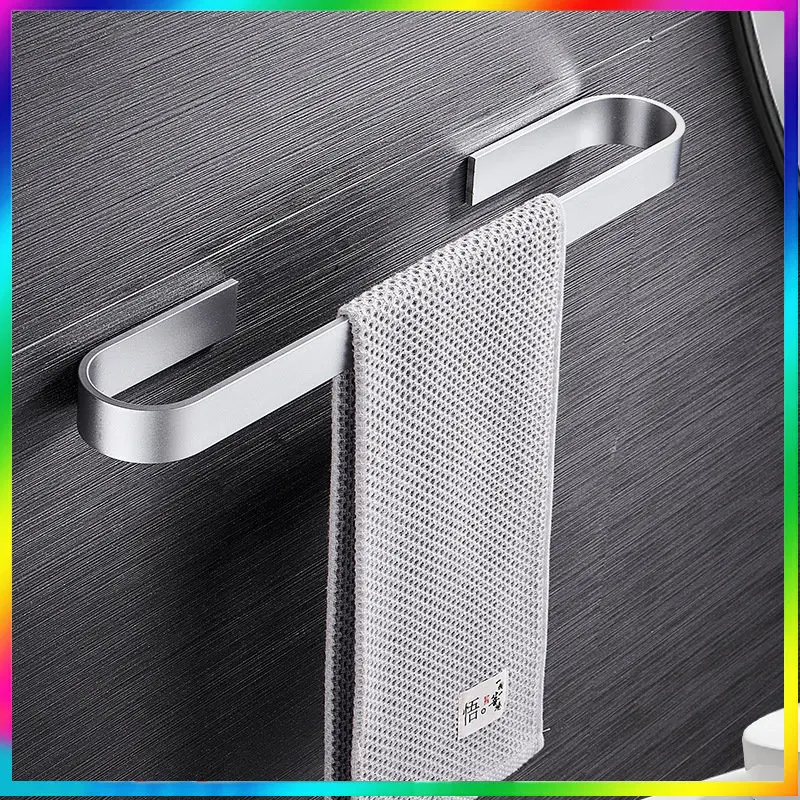 

Towel Rail Rack Towel Holder Bathroom Towels Rack Hanger Black Silver Space Aluminum Wall Hanging Towel Storage Shelf