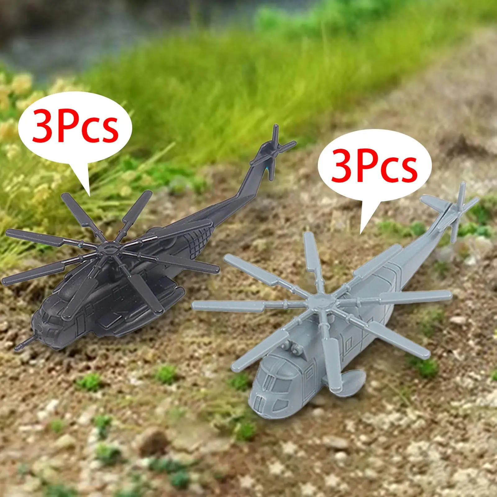 

6Pcs Kids Play Vehicle Set for Kids Children Ornaments Pretend Play Playset with Movable Propeller Small Collection Helicopter