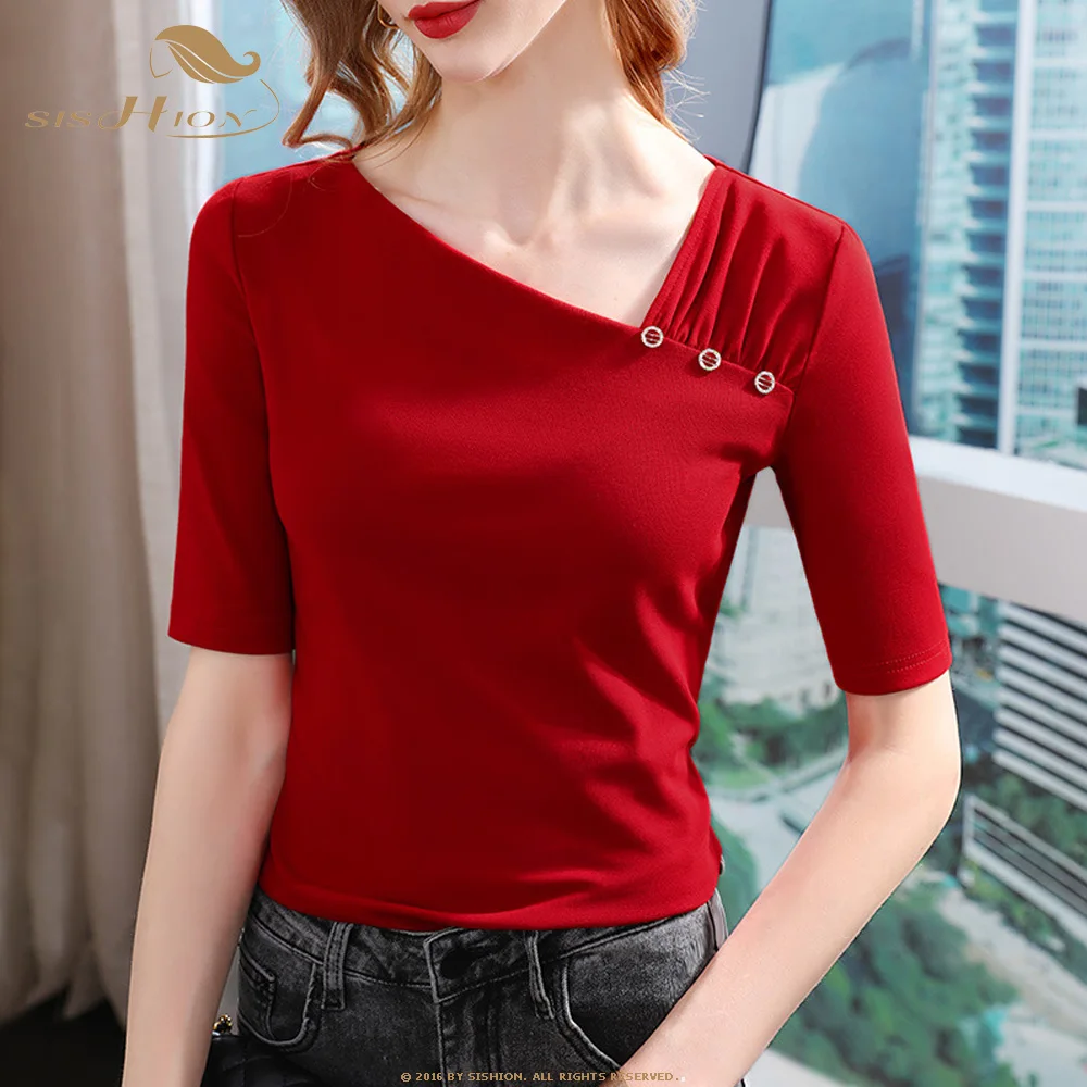 

Женская хлопковая Футболка с рукавом до локтя VD2933