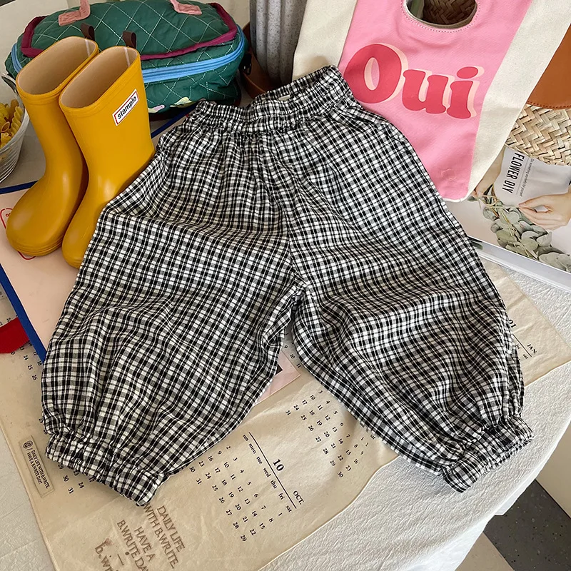 

2022 Autumn Winter New Kid Plaid Casual Soft Pencil Pants Children Girl Cotton Loose Trousers Baby Girl All-match Fashion Pants