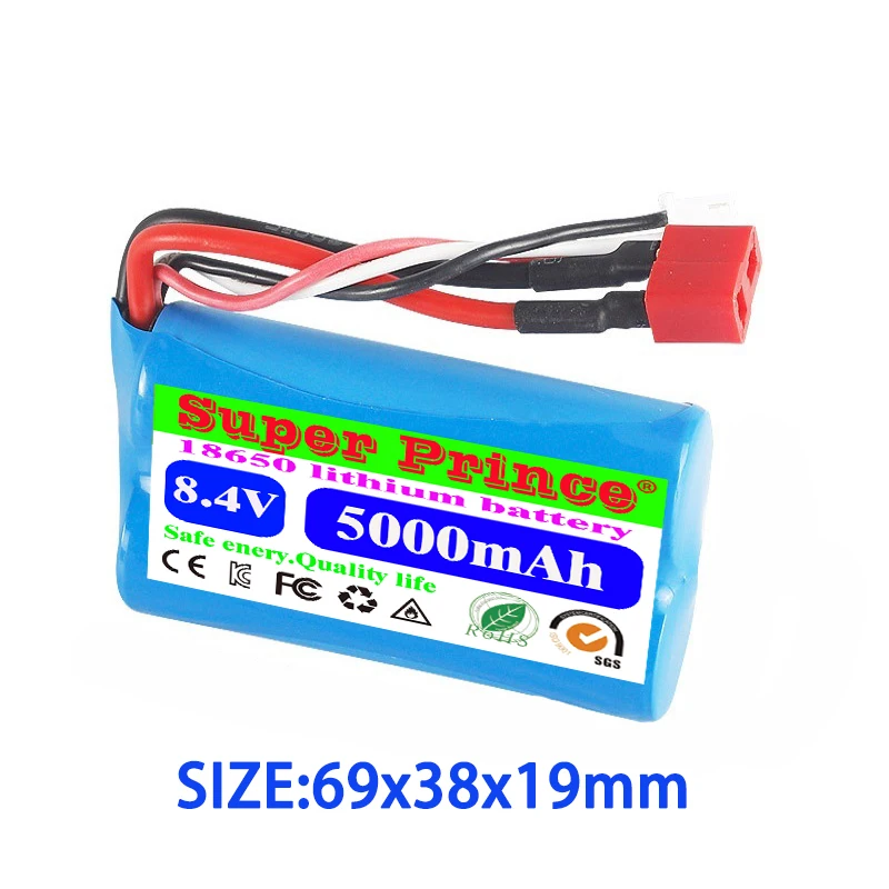 Фото 8,4 V 2S1P 5000mAh для Wltoys 12423 12428 12401 12402 12402A гусеничная машина для Samsung, литиевый аккумулятор + T разъем №3