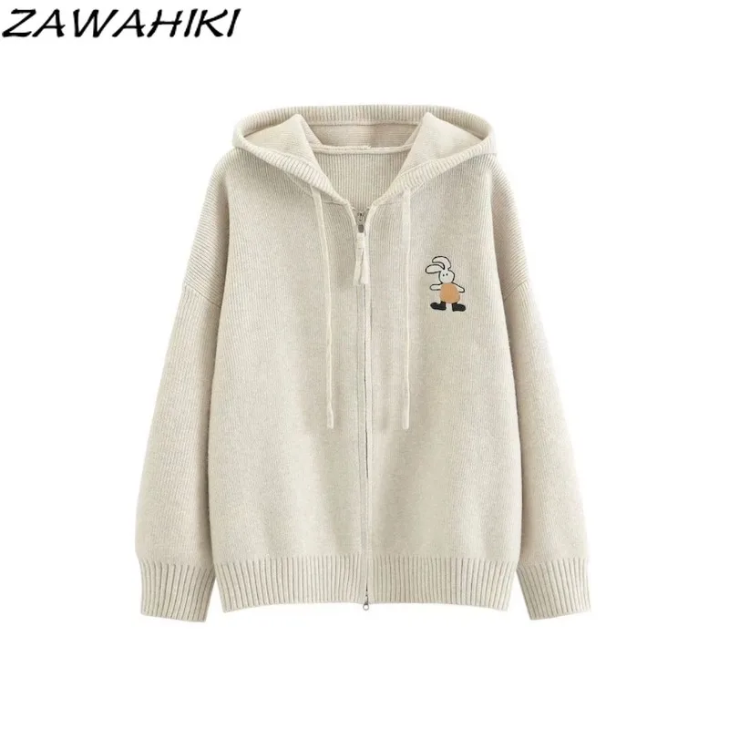 

Fall Winter New Arrive Korean Fashion Cartoon Embroidery Knitted Cardigan Tops Casual Loose Chic Teenager Sweaters for Women