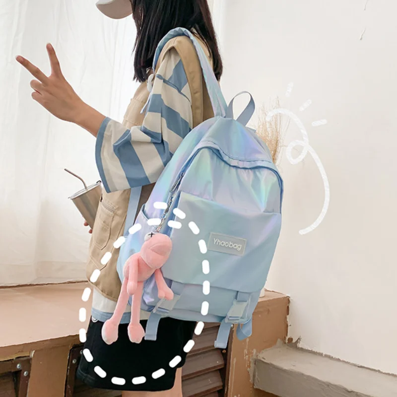 

Women Waterproof Backpack Multi-Pocket Schoolbag Female Large Capacity Student Bag Solid Color Ladies Casual Travel Bag