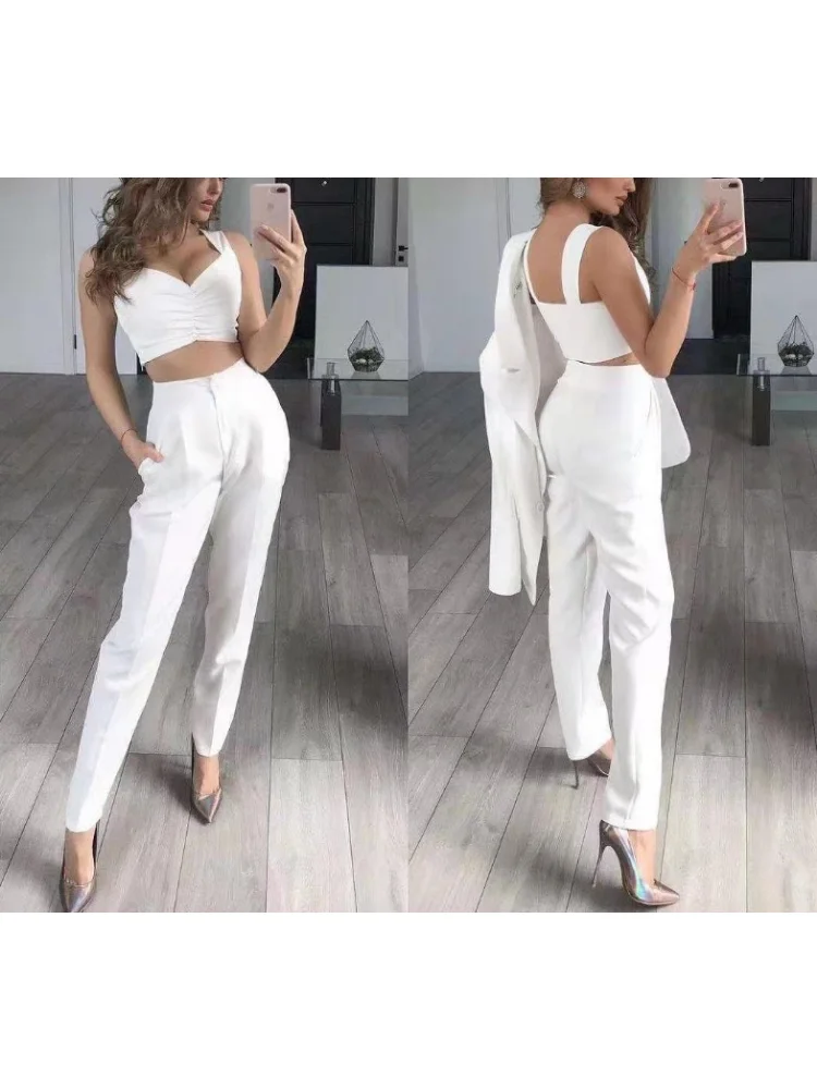 Two Piece Set for Women New In Long Sleeve Small Suit Loose Commuting Solid Color Three Piece Set Women Formal Pant Suit Set