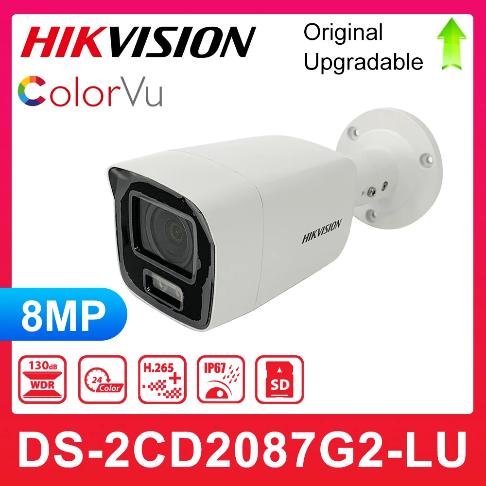

Hikvision IP Camera 8MP DS-2CD2087G2-LU ColorVu CCTV POE H.265+ IP67 Built-in Micropone Mini Bullet Surveillance Full Color