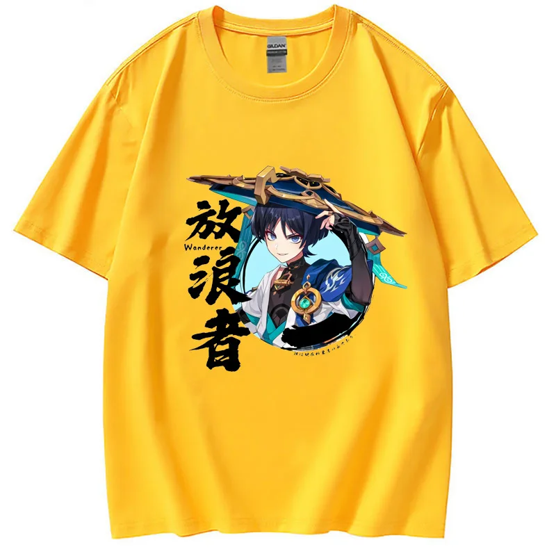 

2023 New Anime Genshin Impact T Shirt Casual Men's And Women's T-shirts Fashion Cartoon Tees Round Neck Tops Versatile Clothing