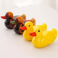 small wooden yellow small duckmandarin duck figurines hand made miniature decoy carved animals set of 2