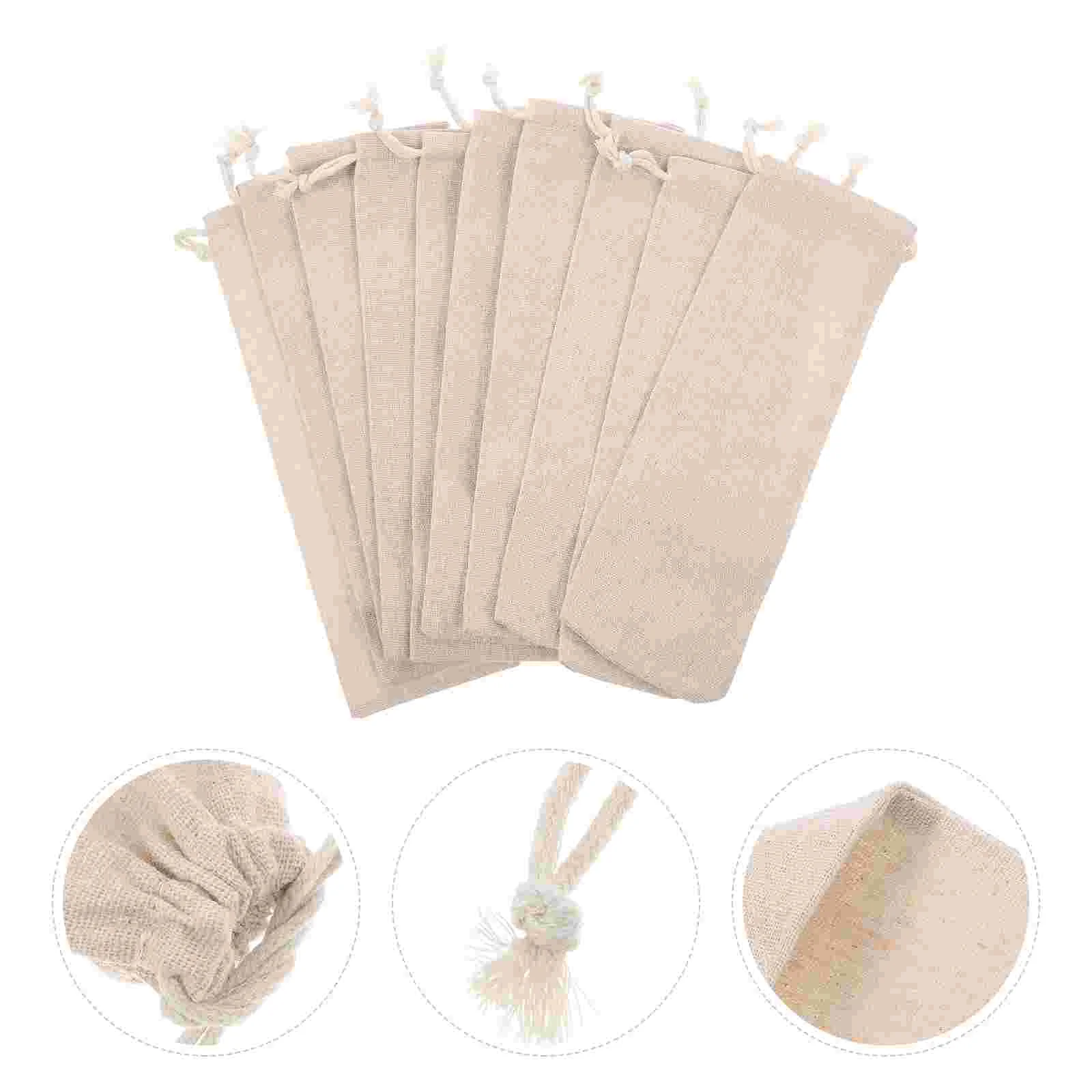 

Straw Pouch Case Straws Reusable Carrying Travel Drinking Burlap Holder Forks Spoon Fork Drawstring Cotton Cutlery Storage