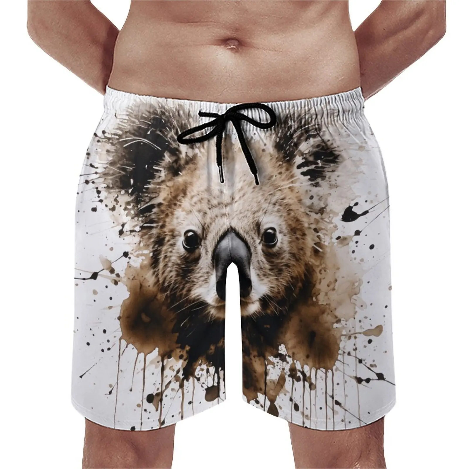 

Koala Gym Shorts Summer Ink Drawing Casual Beach Shorts Male Running Surf Quick Dry Custom Swim Trunks