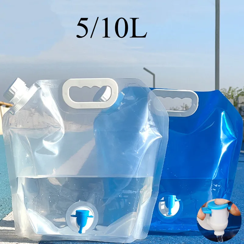 

10L Portable Camping Water Bag Foldable Large Water Container Outdoor 10 Liter Water Pouches Collapsible Water Storage Bucket