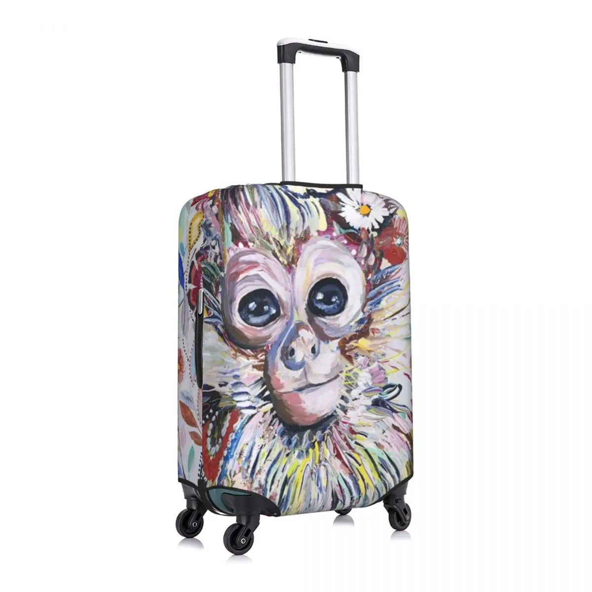 

Watercolour Monkey Luggage Cover Spandex Suitcase Protector Fits 19-21 Inch
