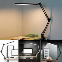 led folding metal desk lamp clip long arm diming table lamp 3 colors adjustable for beauty nail tattoo living room reading