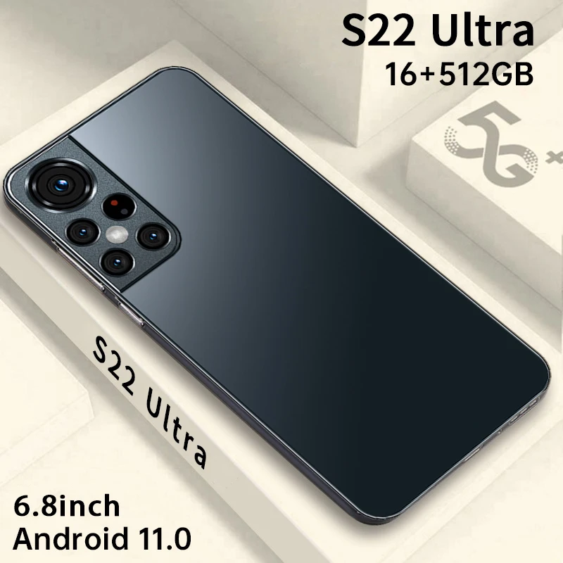 

Смартфон глобальная версия S22 Ultra, Android 11 Core, 512 ГБ, сотовые смартфоны, разблокированный телефон 5g сеть, 6800 мАч, сотовые телефоны