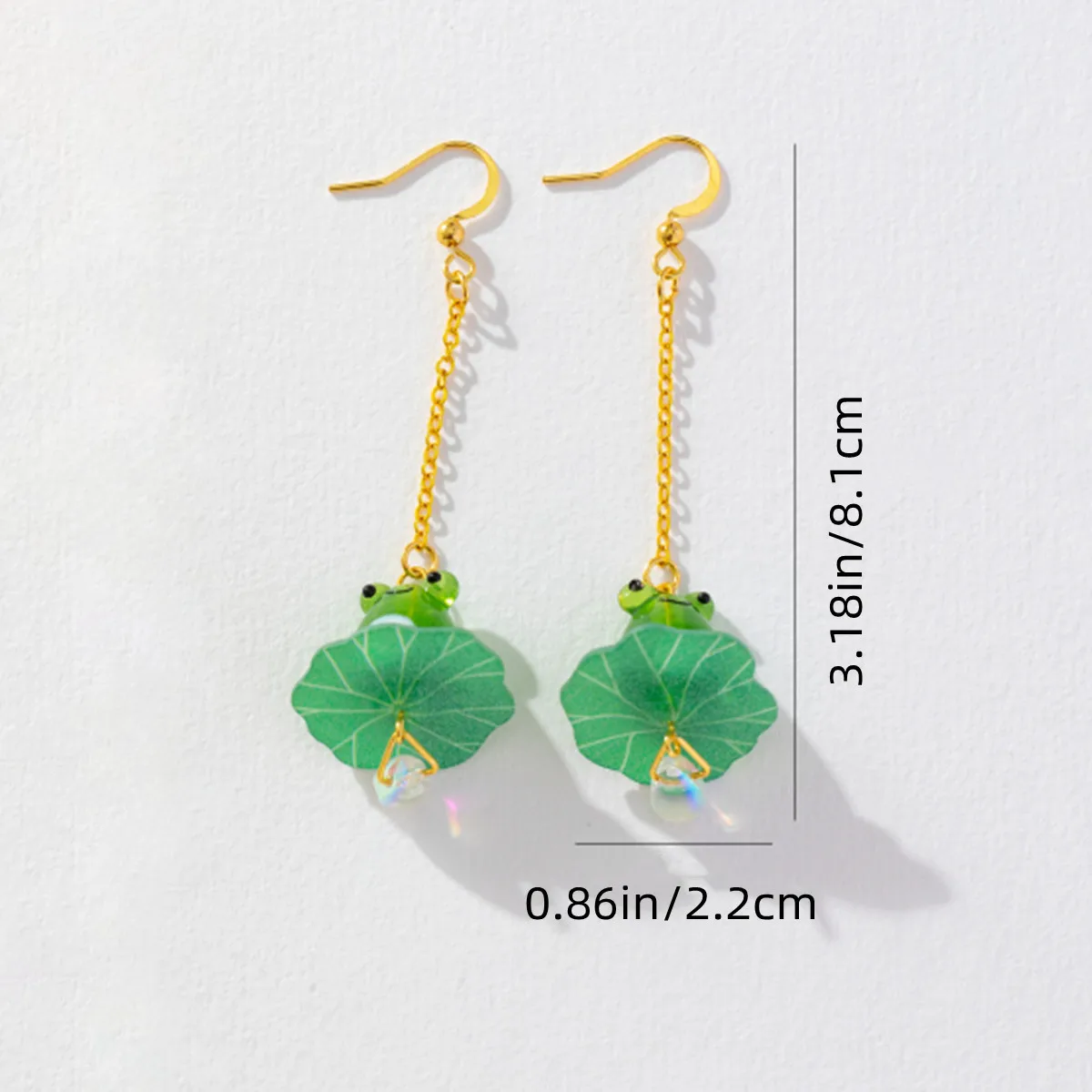 Стеклянные серьги-подвески в виде лягушки и цветочных лепестков
