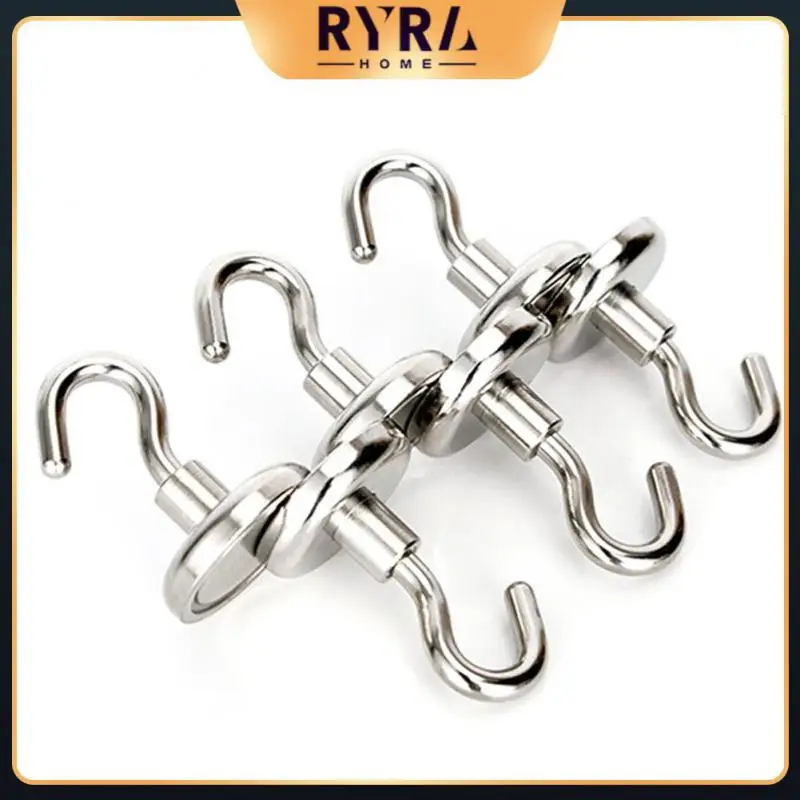 

2/4/5PCS Round Durable Magnet Hook Firm Magnetic Hooks No Punching Heavy Duty Hooks Storage Box Holder Wall Hanger
