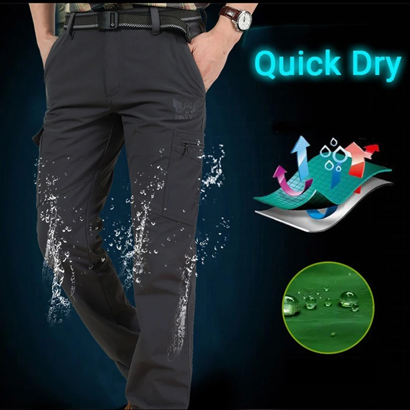 Men's Waterproof Outdoor Tactical Pants Multi-pocket Breathable Lightweight Pants Army Casual Long Trouser Quick Dry Cargo Pants images - 2