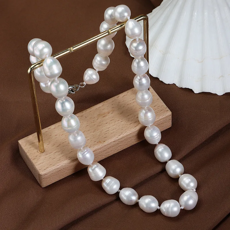 

9-10mm Irregular Baroque Pearl Necklace Statement Engagement Real Natural Freshwater Pearls Choker Women Jewelry Korean Fashion