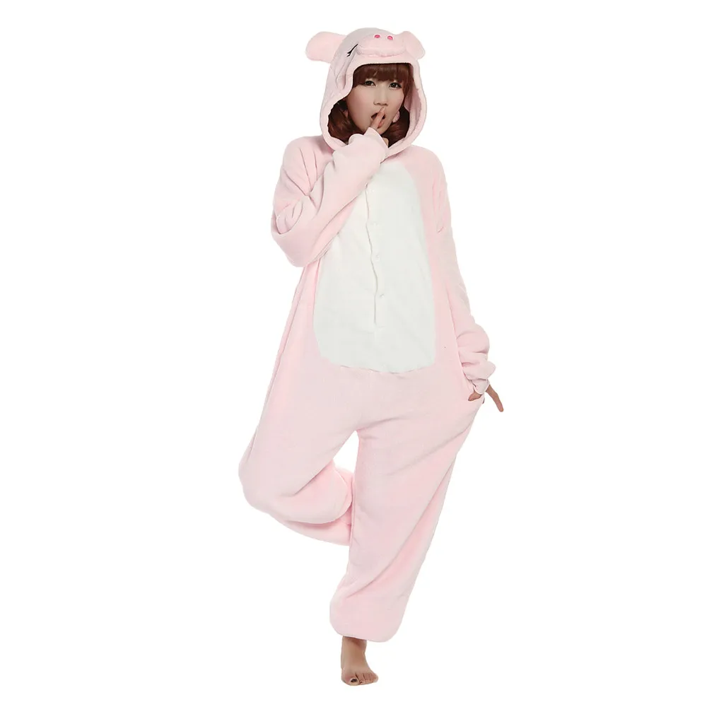 

Thick Soft Flannel Anime Costume Pink Pig Onesies Pajama Halloween Carnival Party Clothing