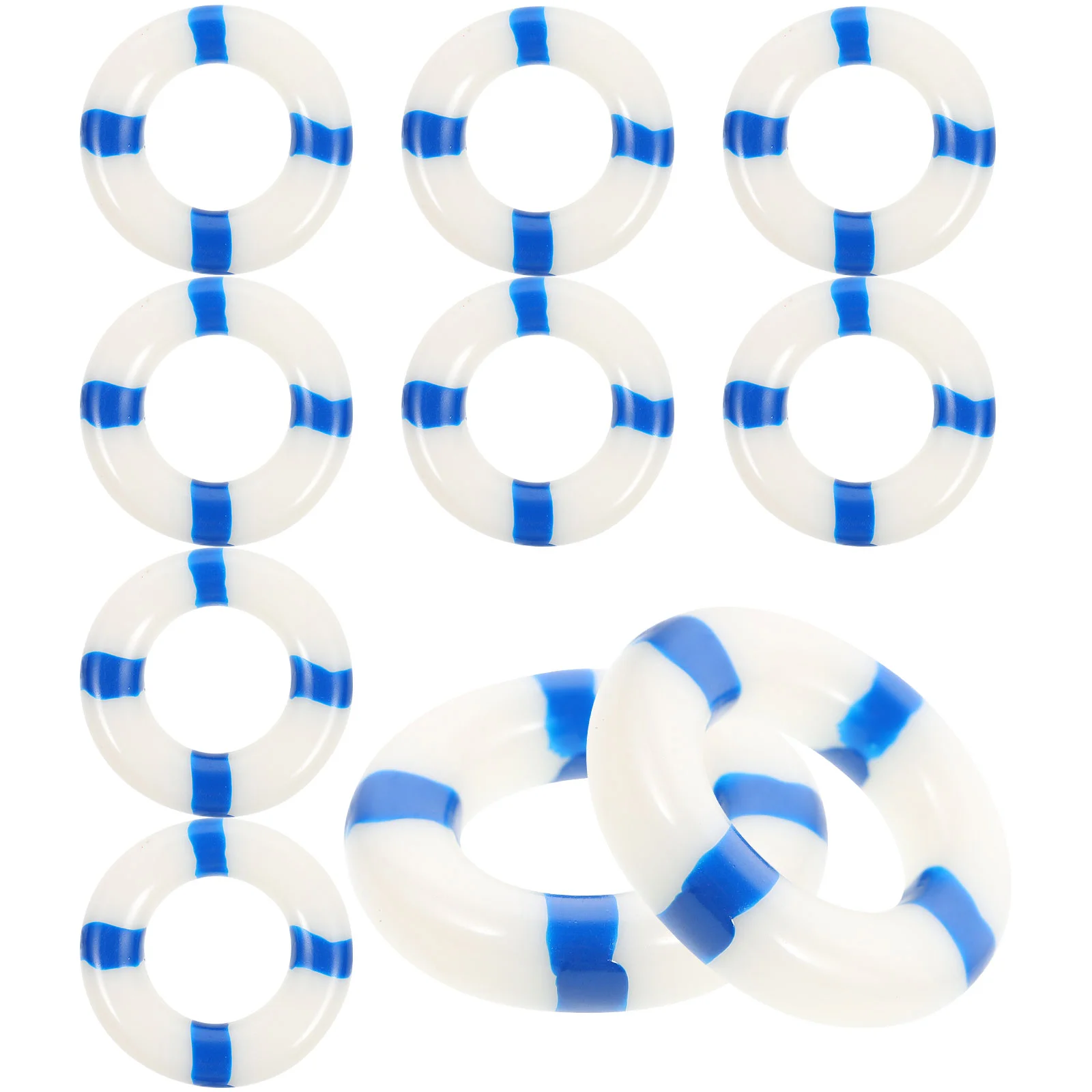

10 Pcs Wood Decor Marine Theme Decorations Swim Ring Door Decorative Ornaments Wooden