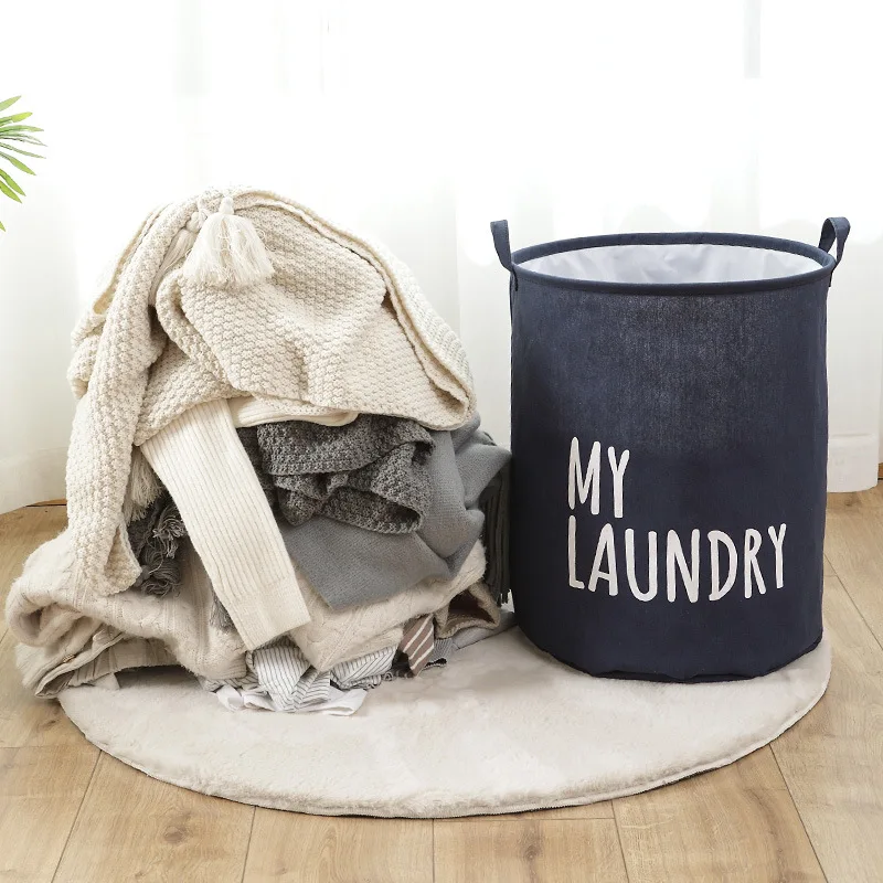 

Home Cotton Linen Foldable Dirty Laundry Basket Waterproof Folding Bucket Large Capacity Children's Toy Organizer Storage Bag